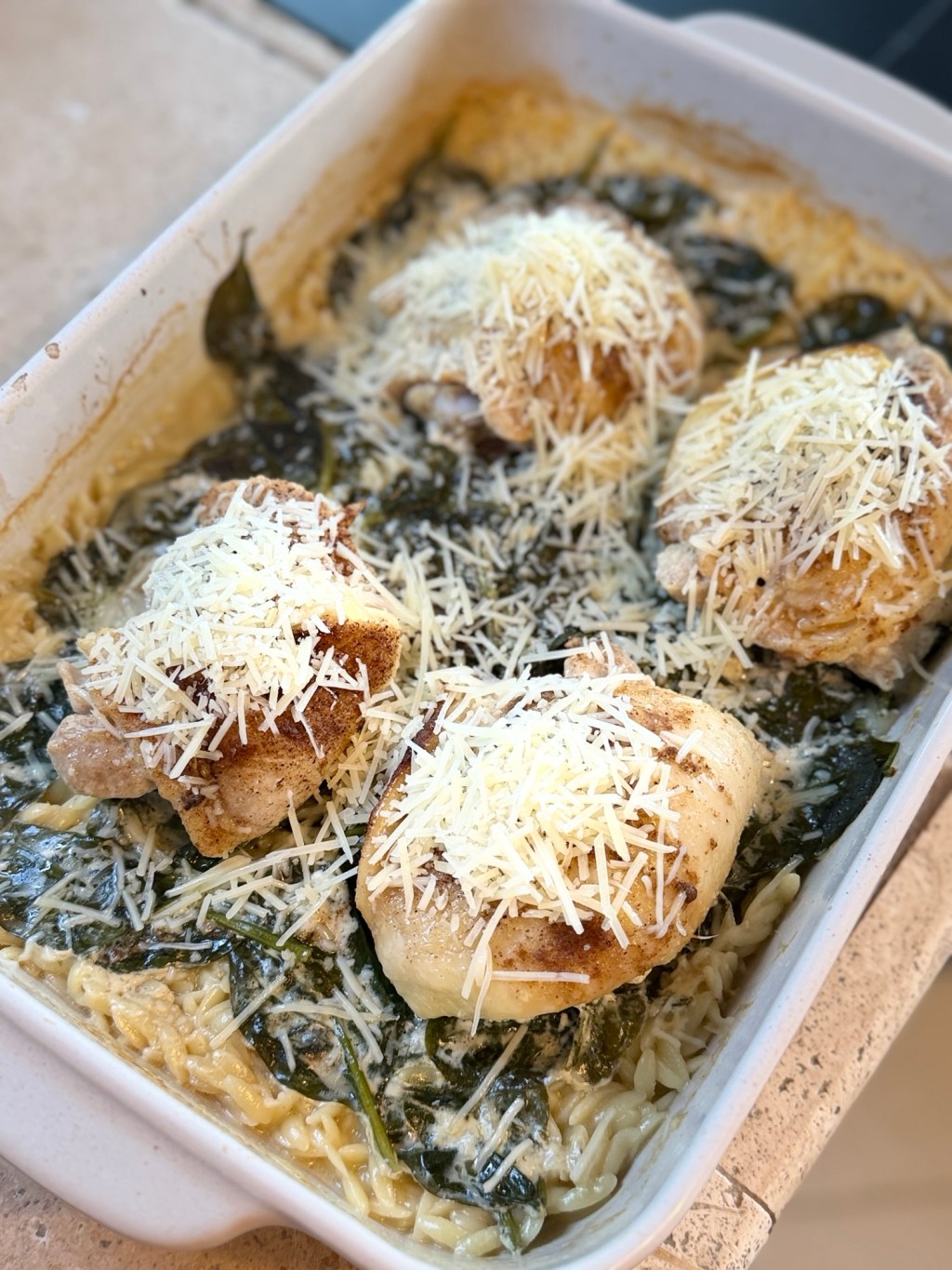 Creamy Lemon Chicken Thigh Orzo&nbsp;Bake